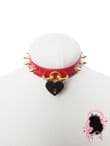 Red and Gold Studded Heart Padlock Choker